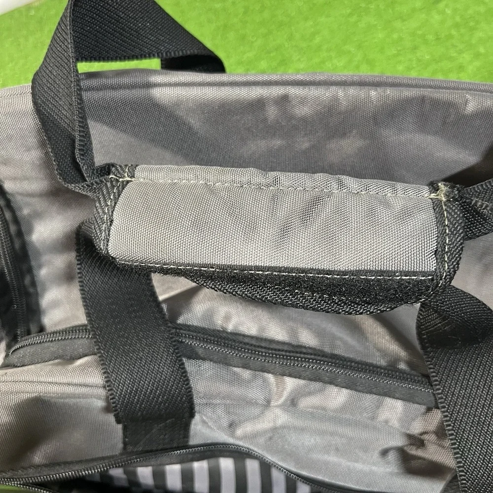LONDON FOG Duffel Bag Canvas Travel Carry-On Gym Tote Luggage Pinstripe